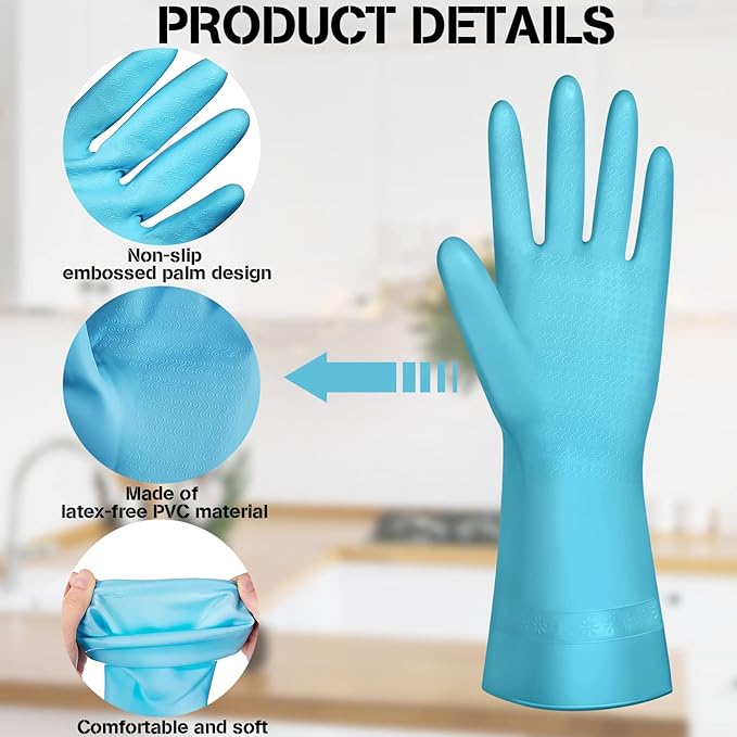 12 Pairs Dishwashing Rubber Gloves Rubber Kitchen Reusable Cleaning Waterproof Household Gloves for Cleaning Washing Working Painting