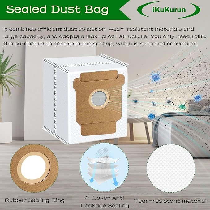 14 Pcs Replacement Parts Accessories for iRobot Roomba 104, 105 Vac/Combo, Y0140, Q0520, Q0120, Y0110, Q011 Robot Vacuum, 1 Roller Brush, 3 Hepa Filters, 3 Mop Pads, 3 Dust Bags, 3 Side Brush