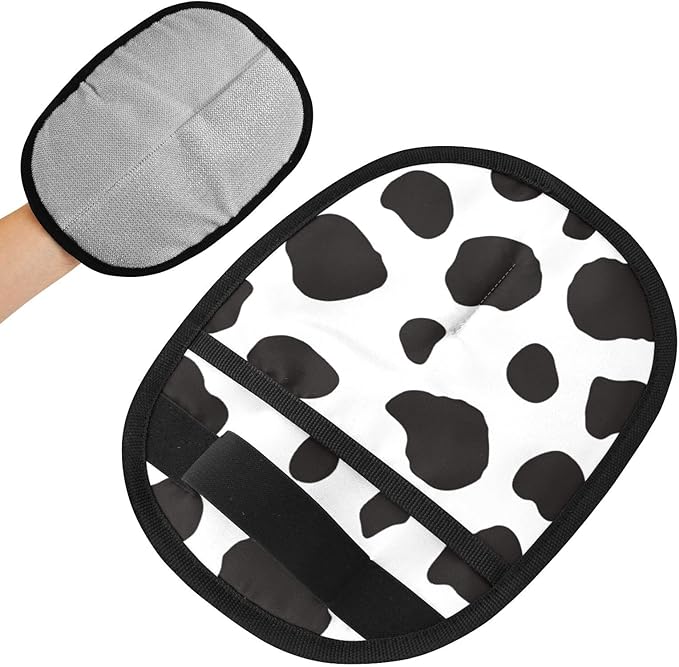 CHPGPUG Cow Pattern Print Pet Hair Removal Glove for Cats & Dogs Reusable Pet Hair Removal Glove pet Hair Electrostatic Gloves