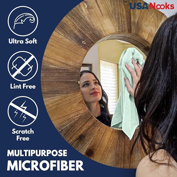 USANOOKS Microfiber Cleaning Cloth - Sea Green - 50Pcs (12.5x12.5 inch) High Performance - 1200 Washes, Ultra Absorbent Car Towel Traps Grime & Liquid for Streak-Free Mirror Shine - car Washing Cloth