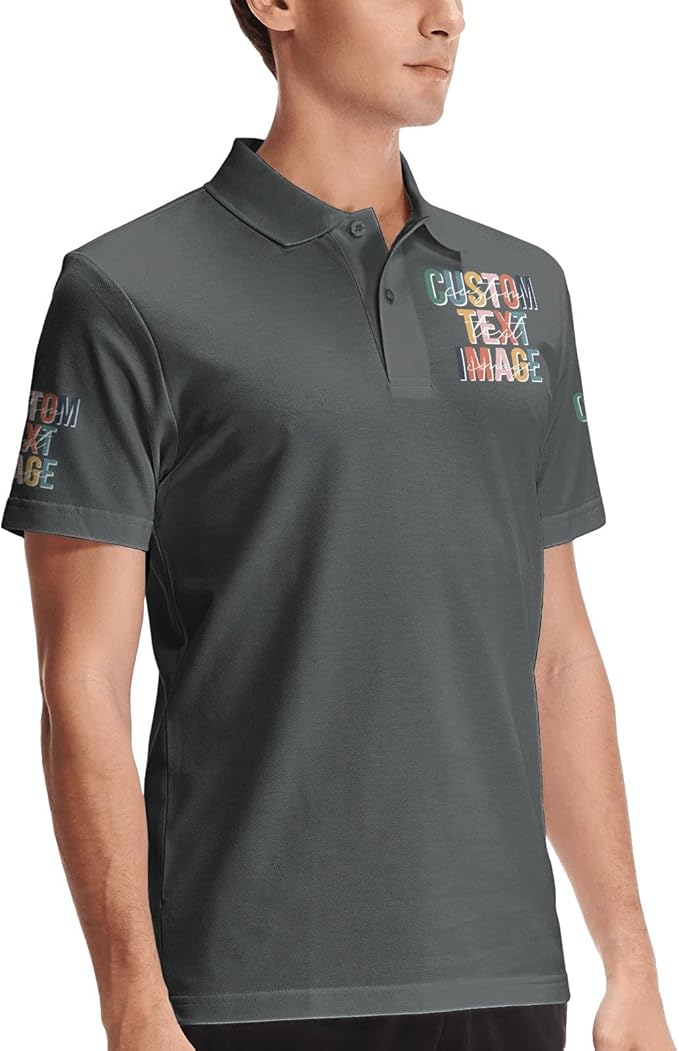Personalised Polo Shirt Custom Work Shirts for Men Women Printed Text or Logo Working Top, Casual Wear, and Sports Teams