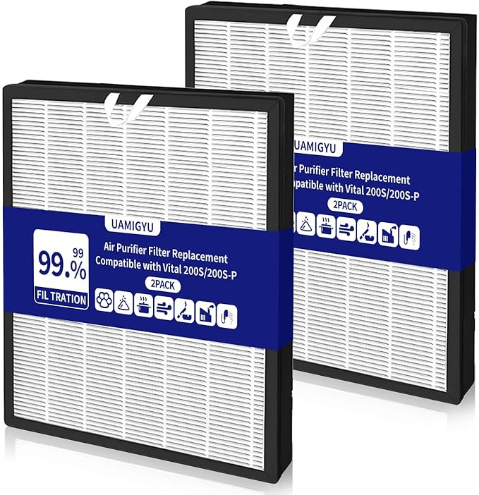 Vital 200S Replacement Filter Compatible with LEVOIT Vital 200S and Vital 200S-P Air Purifier， High-Efficiency Activated Carbon， Vital 200S-RF Replacement Filter， LRF-V201-WUS， 2 Pack