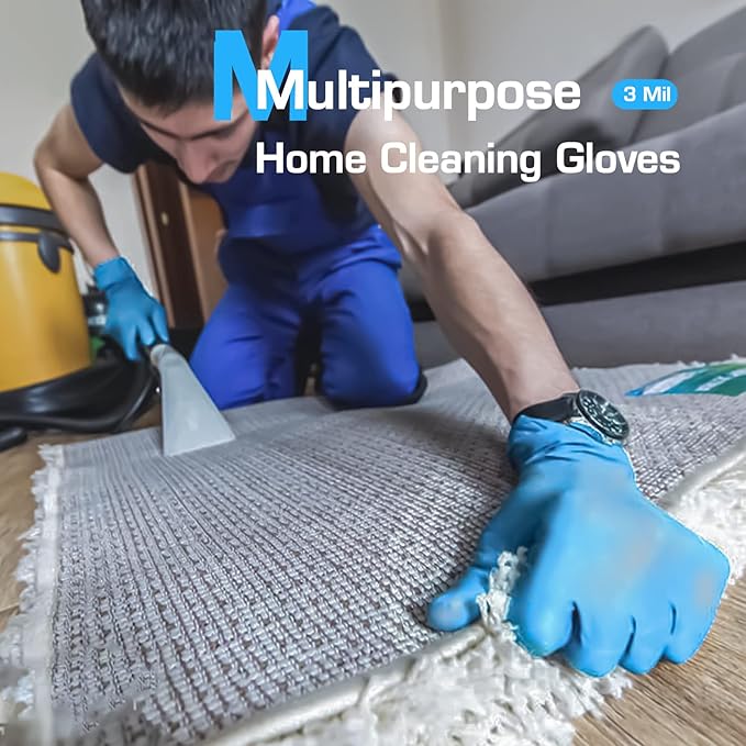 Powder-Free Nitrile Gloves, Medium Size, Box/100, 3.5g, 3 mil Light Duty Latex Free Disposable Gloves