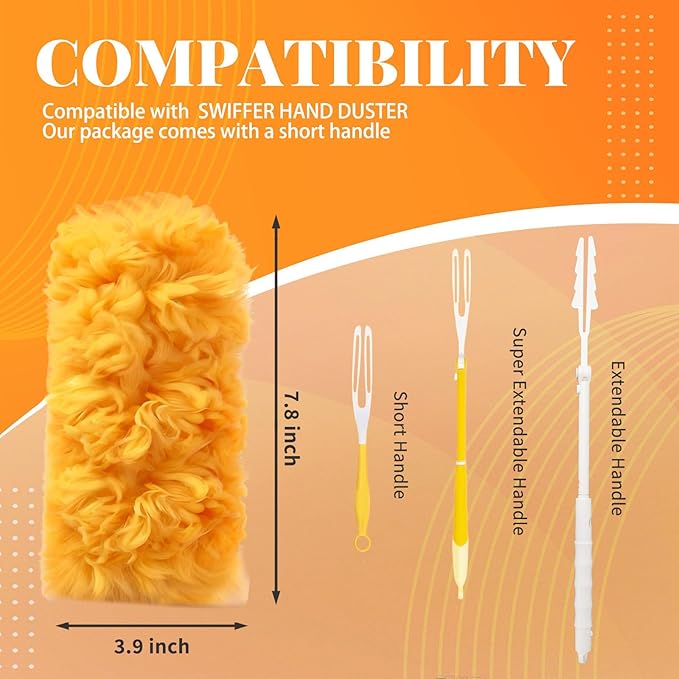 Duster Refill for Swiffer Duster, 20 Count Heavy Duty Duster Refills Kit with 1 Handle for Cleaning Dusting Furniture Blind Ceiling Fan, 360 Disposable Refills Feather Duster