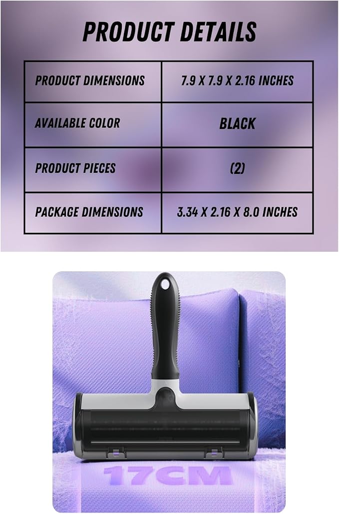 LA Paws and Claws Home and Pet Lint Roller for Dog and Cat Hair Removal for Couches, Rugs, Pet Beds, Carpet - Surface Removal Tool for Fur, Lint, and Debris