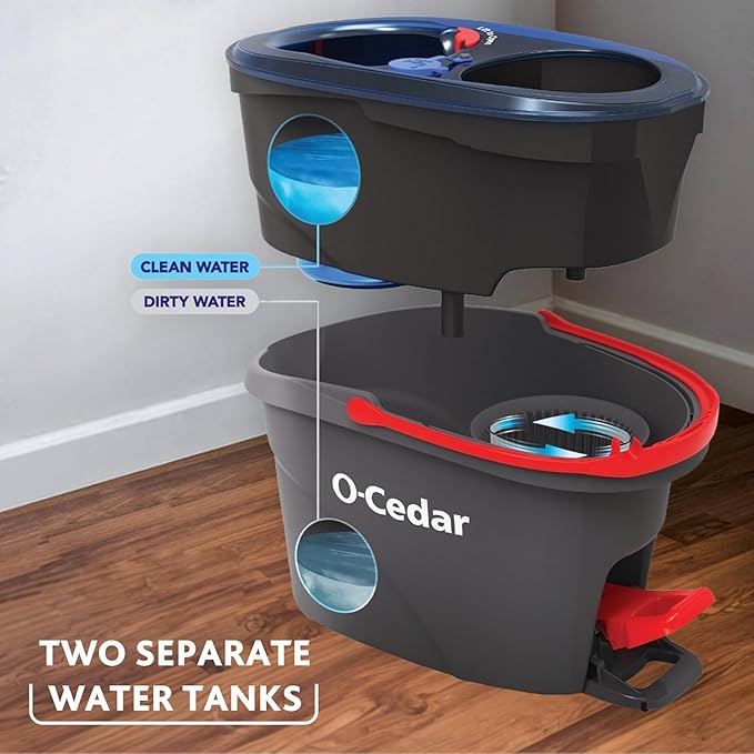 O-Cedar RinseClean Microfiber Spin Mop & Bucket Floor Cleaning System with Citrus Pac (Variety Pack)