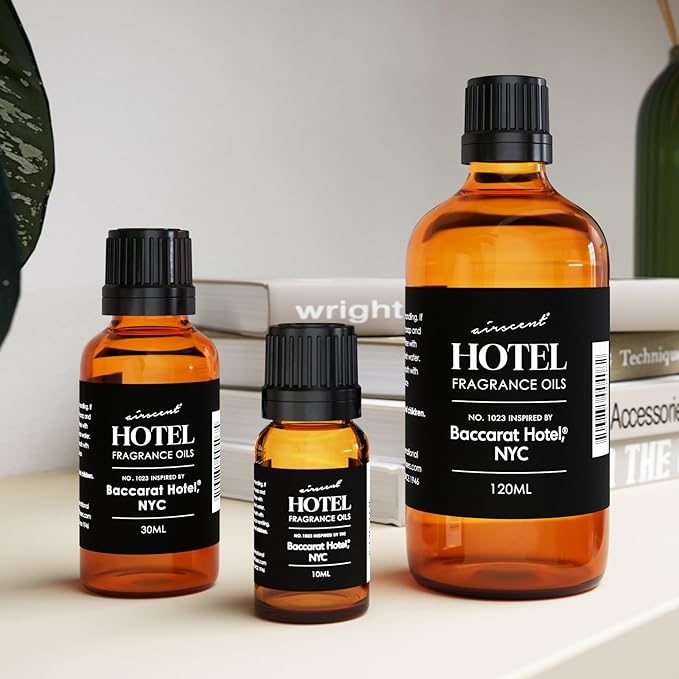 AirScent Hotel Diffuser Oil No. 1023 Inspired by The Baccarat Hotel Scent - Love Affair Fragrance Oil for Ultrasonic and Waterless Diffusers and Crafting - 10 mL, 0.34 fl oz Glass Bottle with Dropper