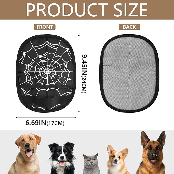 CHPGPUG Goth Spider Web Pet Hair Removal Glove for Cats & Dogs Reusable Pet Hair Removal Glove pet Hair Electrostatic Gloves