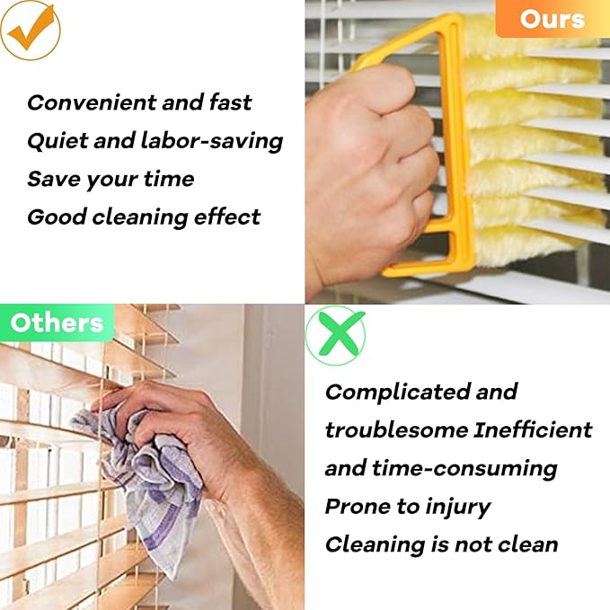 AOCEAN 6 Pcs Blind Cleaner Duster Tool 7-Finger Dusting Cleaner Tool for Window & Air Conditioner Handheld Mini Duster Brush for Wood Blinds Dust Dirt