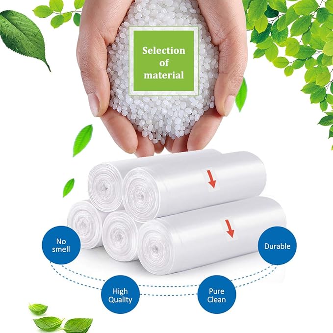 1.2 Gallon 120 Counts Strong Trash Bags Garbage Bags, Bathroom Trash Can Waste Basket Liners, Small Plastic Bags for home office kitchen, fit 5 Liter 5L, 1 Gal, Clear