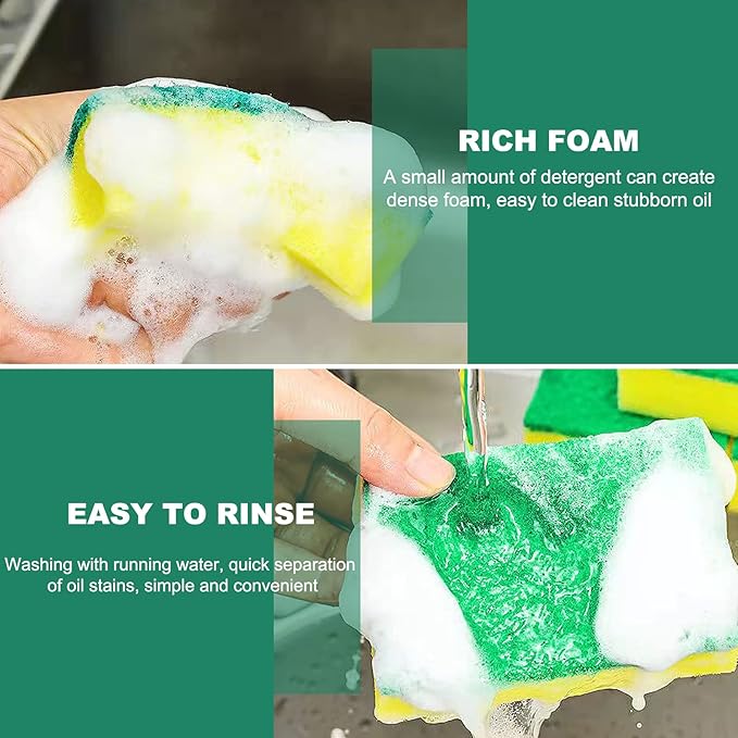 Individually Wrapped Sponges, Kitchen Dishwashing Sponge Bulk, Non Scratch Dishes Scouring Pad Dishcloth, Odor-Free Sponge Wipes for Household Cleaning Dishes Travel Apartments (30 Pack)