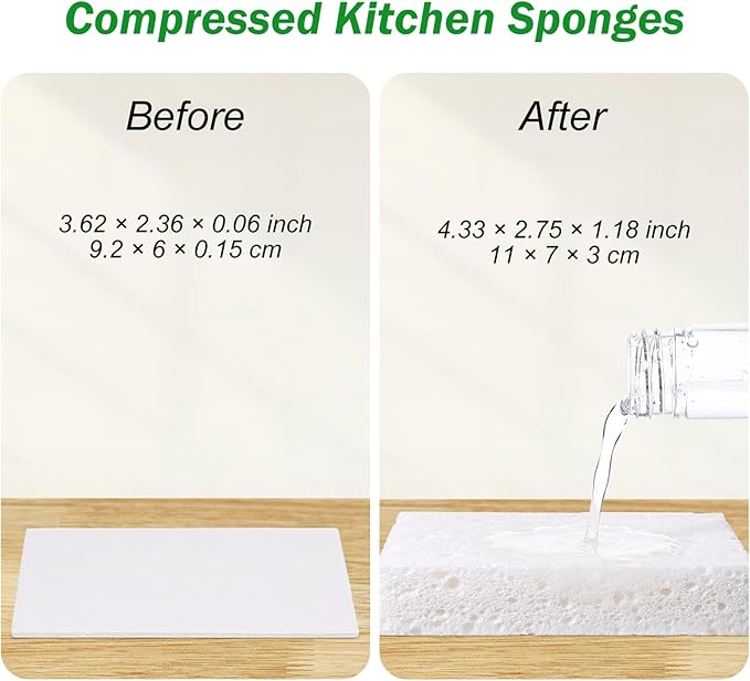 12 Pcs White Dishwashing Sponges, Super Water Absorption Reusable Natural Cellulose Sponges Cleaning Scrub Sponge for Washing Dishes DIY Craft No Damage to Tableware or Pots