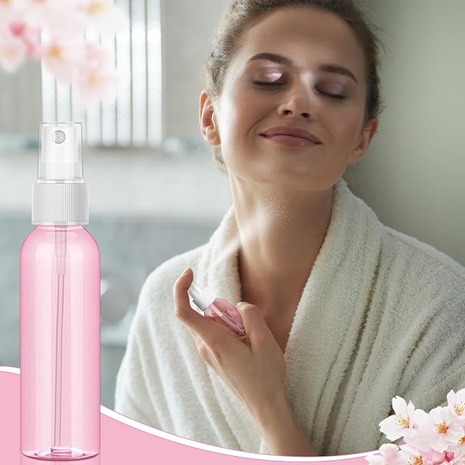 Tanlade 100 Pcs 2oz Small Spray Bottles Refillable Mini Spritzer Clear Empty Plastic Spritz Bottle Refillable Reusable Travel Size Mist Sprayer for Travel Cleaning Perfume Liquid(Red)