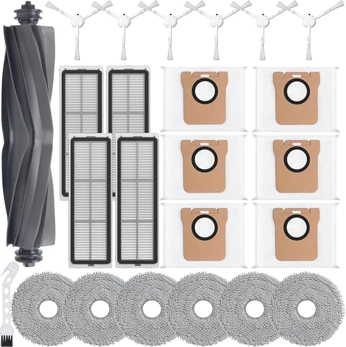 Bluearks 23Pcs Replacement Parts for Dreame L10S Ultra/Dreame L10s Ultra【Not for L10s Pro Ultra Heat】 Vacuum Cleaner Accessories Kit,1 Main Brush,4 HEPA Filters,6 Mop Pads,6 Dust Bags,6 Side Brushes