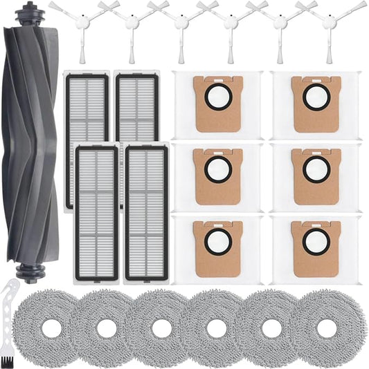 Bluearks 23Pcs Replacement Parts for Dreame L10S Ultra/Dreame L10s Ultra【Not for L10s Pro Ultra Heat】 Vacuum Cleaner Accessories Kit,1 Main Brush,4 HEPA Filters,6 Mop Pads,6 Dust Bags,6 Side Brushes