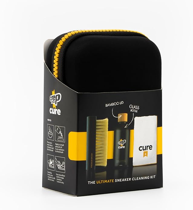 Crep Protect Shoe Cleaner Kit - Cure Premium Sneaker Cleaning Travel Kit with 3.5oz Solution, Premium Brush, and Microfiber Cloth