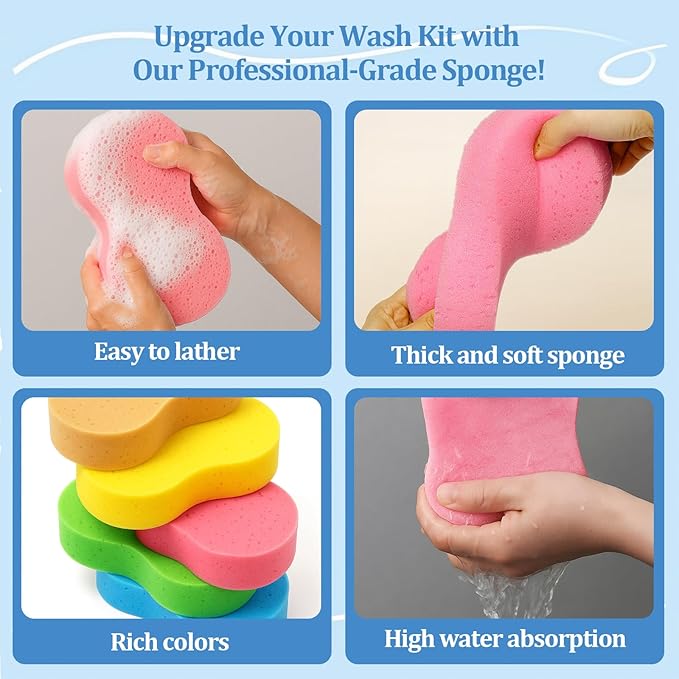 10 Pack Large Car Wash Sponges Non-Scratch Sponges for Auto, Truck, RV, Boat Cleaning Thick Foam for Kitchen, Bathroom, Household (Large & Standard)