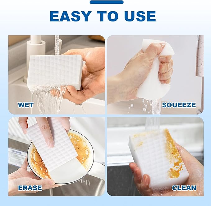 Dr.Wow 50 Ct Thick Melamine Sponges 1.18in - Sink, Bathtub & Tile Cleaner(Ultra-Durable)