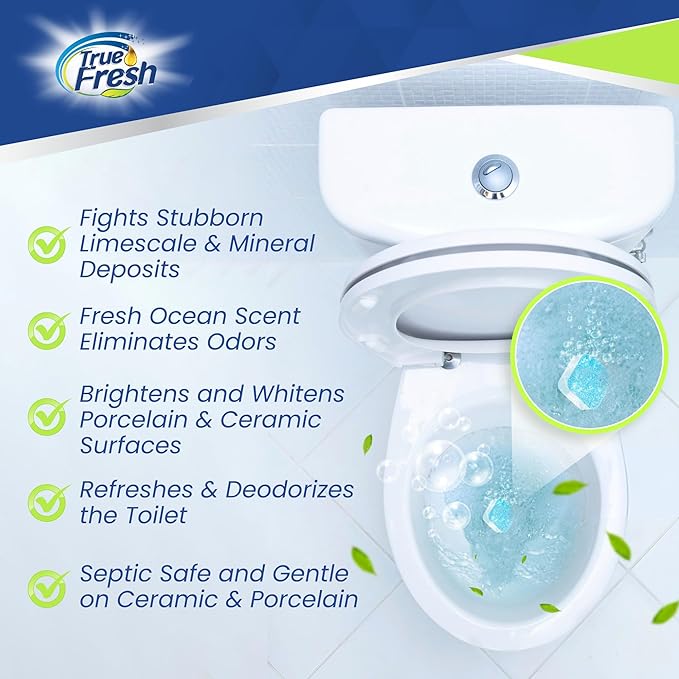 True Fresh Garbage Disposal Cleaner & Toilet Bowl Cleaner Tablets-Septic Safe, Deep Clean & Deodorize, Easy to Use-Up to 1 year Supply, 50 Pcs Bundle