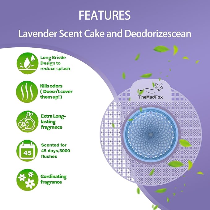 Bio-Enzymatic Urinal Screen Deodorizer (12 Pack）,Urinal Cakes with Block,Anti-Splash Urinal Screens for Men Bathroom Airport Office Mall Hotel,Long-Lasting Lavender Scent 45 Days