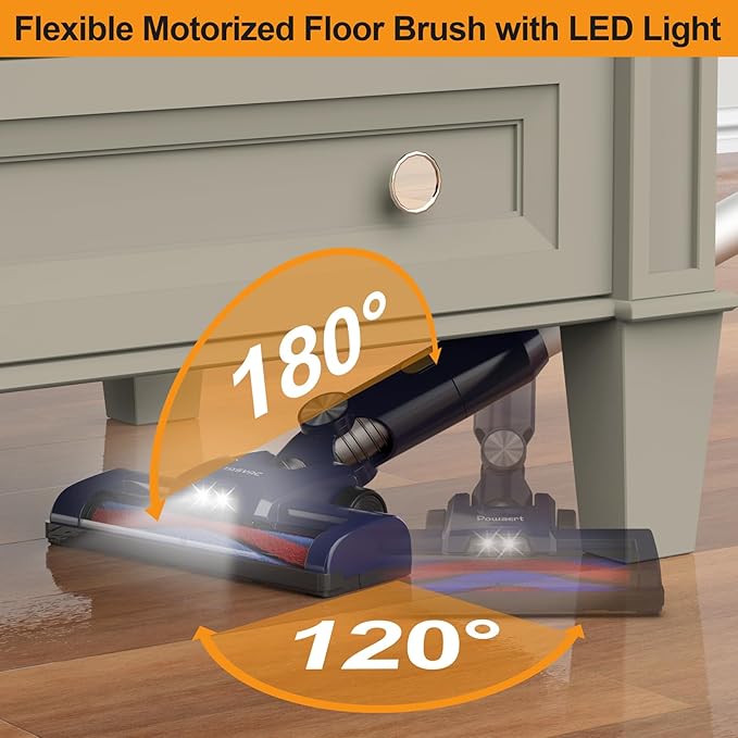 Powaert N7S Cordless Vacuum Cleaner, 6-in-1 Multifunction Cordless Vacuum, 210W Powerful Vacuum Cleaner, 6 Cell 2200mAh Stick Vacuum Cordless Rechargeable for Home (Indigo)