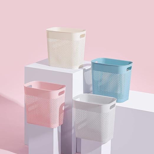 UUJOLY Plastic Small Trash Can Wastebasket, Garbage Container Basket for Bathrooms, Laundry Room, Kitchens, Offices, Kids Rooms, Dorms, (Blue, 3 Gallon)