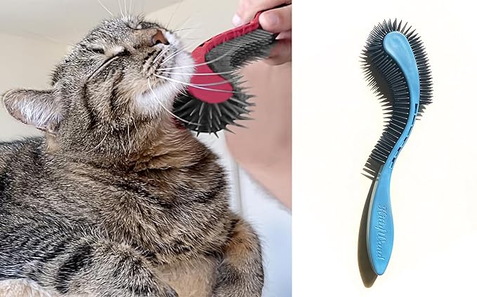 KittyWand Cat Brush, Blue. Designed for Comfort, Created for Results. This innovative grooming brush features multi contoured shapes that gently adapt to your cats body for stress free grooming.