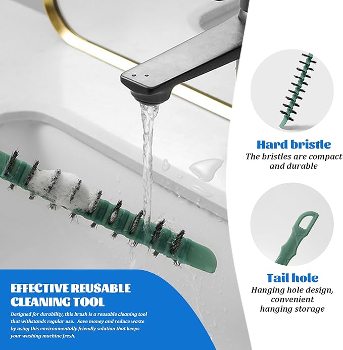 3Pcs Washing Machine Cleaning Brush, Flexible Nylon Bristles Laundry Brush, 0.8x23.6in Effective Reusable Cleaning Tool for Washing Machine Drums Wash Cleaner Front Load Washer Cleaner