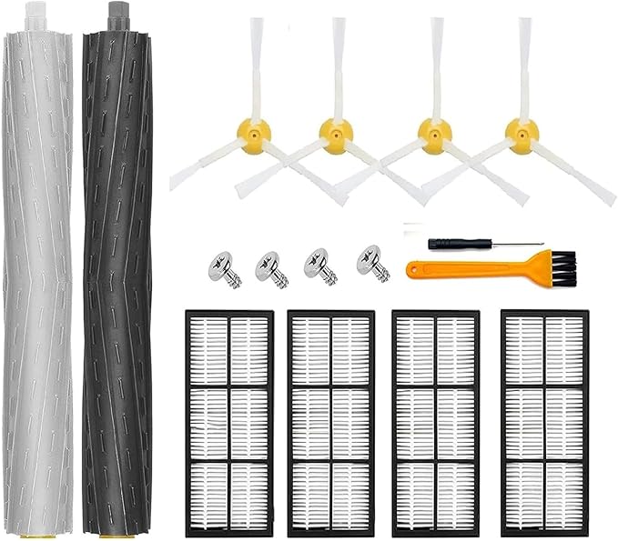 Replacement Parts for iRobot Roomba 800 900 Series 805 850 860 861 866 870 871 880 890 960 980 981 985 Vacuum Cleaner,4 Filter,4 Side Brush & Screws and 1 Set Main Roller Brush