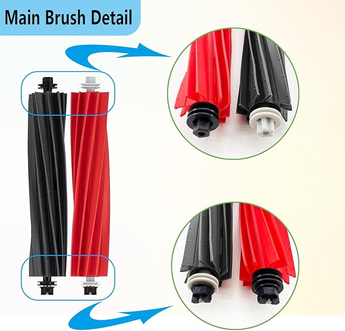 15 Pack Accessories Replacement Kit Compatible with Roborock Q5 Pro / Q5 Pro+ / Q8 Max / Q8 Max+ Robot Vacuum Cleaners Include 1 Dual Roller Brush, 4 Side Brush, 4 Filter, 6 Mop Cloth Pads