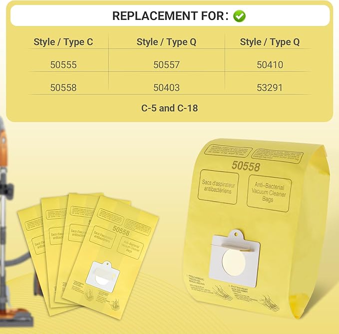 Vacuum Cleaner Bags Fit for Kenmore Canister Type C/Q 50555 50557 50558 and Type C-5, 15PCs By Improvedhand
