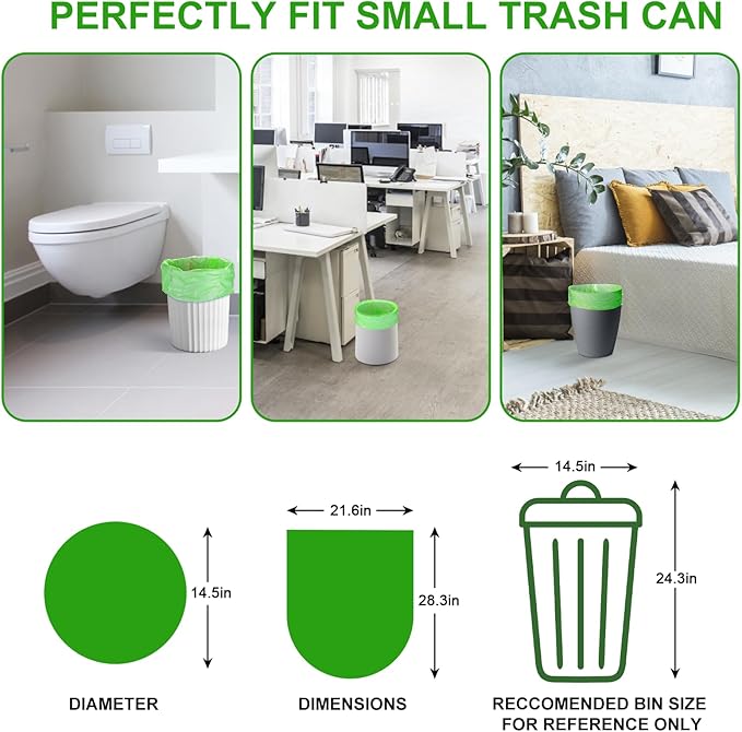8-Gallon Trash Bags Biodegradable Unscented - Inwaysin Medium Size Garbage Bags 100 Count Bulk Strong Thick Recycling Rubbish Bag Wastebasket Liners for Kitchen Batchroom Outdoor Camping