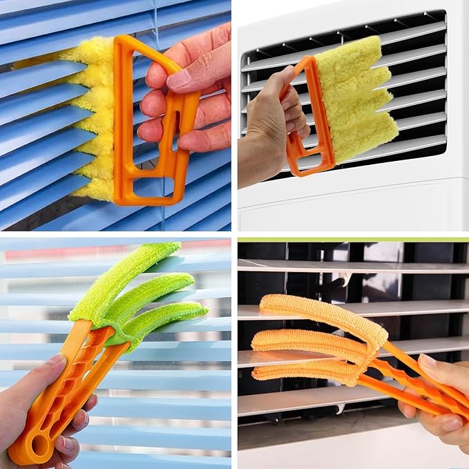 10Pcs Window Blind Cleaner Duster Set, Washable Dusting Cleaner Air Vent Cleaning Tool (Blue)
