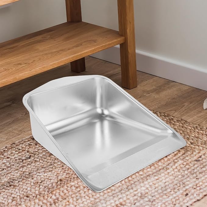 HOODANCOS Stainless Steel Handheld Dust Pan Heavy Duty Dustpan for Indoor Outdoor Use Multi Functional Garbage Shovel for Home Desk Floor Cleaning 11.53X10.23X3.93 Inches