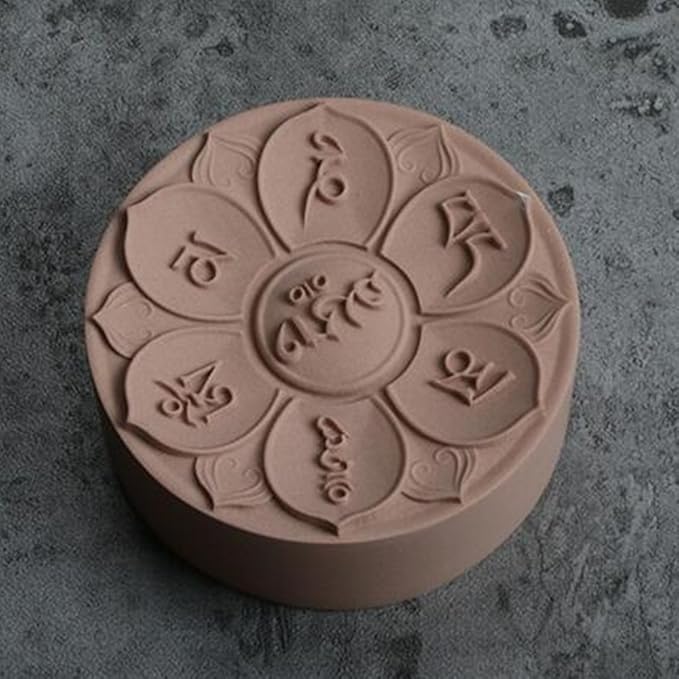 Om Mani Padme Hum Soap Mold Silicone Craft Candle Resin DIY Handmade Mold Round (15084)