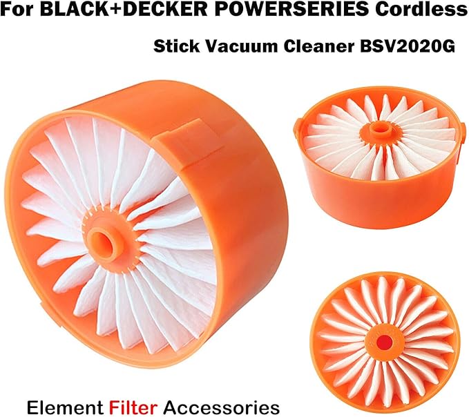 4 Pack Filter Element for BLACK+DECKER POWERSERIES Cordless Stick Vacuum Cleaner BSV2020G, BSV2020P # N665227, Compatible with Craftsman Filters, #N858184