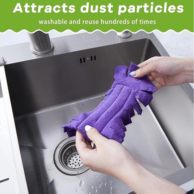 360° Electrostatic Duster Refills — The Sustainable Choice for a Dust-Free Home, Washable & Reusable, High-Density Microfiber (1 Handle + 6 Refills)