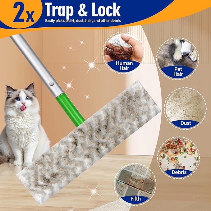 FURCIELOS 40 Count XL Pet Dry Sweeping Cloth Refills for Swiffer Sweeper XL Mop, Unscented Heavy Duty Dry Pads Refills for Multi-Surface Floor Cleaning