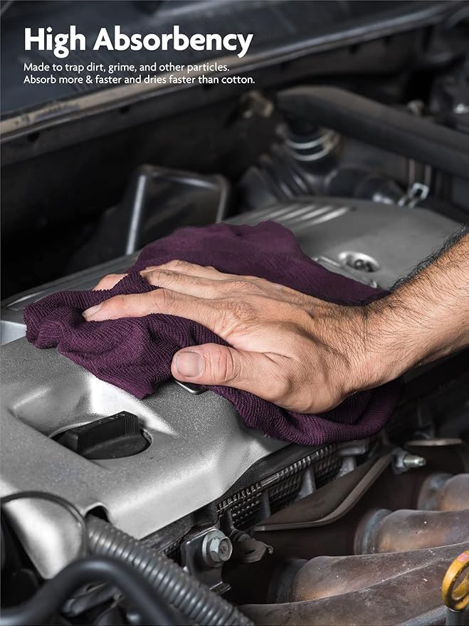 Fantasticlean Microfiber Cleaning Cloth Roll -75 Pack, Tear Away Microfiber Towels, 12" x 12", Reusable, Washable, Scratch Free, Ultra Absorbent for Car, Home Supplies (Dark Purple)