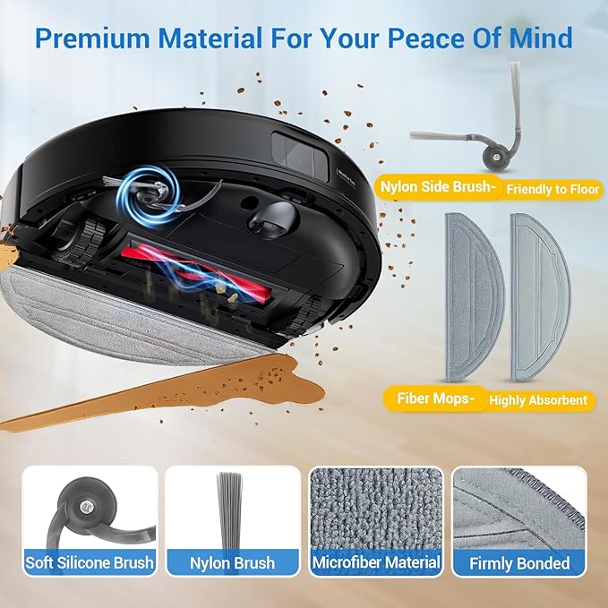 Bluevisk 26 Pack Replacement Accessories Parts for Roborock Q10 S5/Q10 S5+/Q10 X5/Q10 X5+ Robot Vacuum Part with 2 Roller Brush,4 Mop,4 HEAP,6 Mop,6 Dust Bag,6 Side Brushes,1 Screwdriver,1 Clean Brush