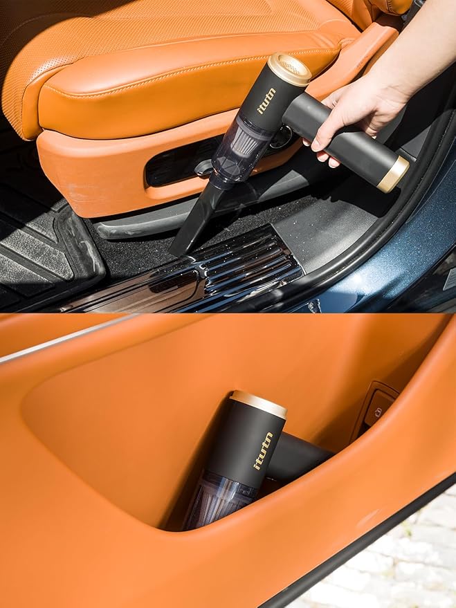 itutn Mini Car Vacuum Cleaner, 15000PA Powerful Suction, Portable Cordless Vacuum for Car, Handheld Small Vacuum Cleaner & Air Duster for Home, Desk,PC, Keyboard (Mini Vacuum + 11 attachments)