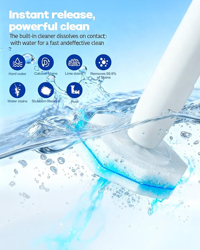 50 Pack Toilet Wand Refills Compatible with Clorox, Instant Foam Cleaning, Secure Lock No Slipping, Odor Neutralizing, Easy Snap-On Design