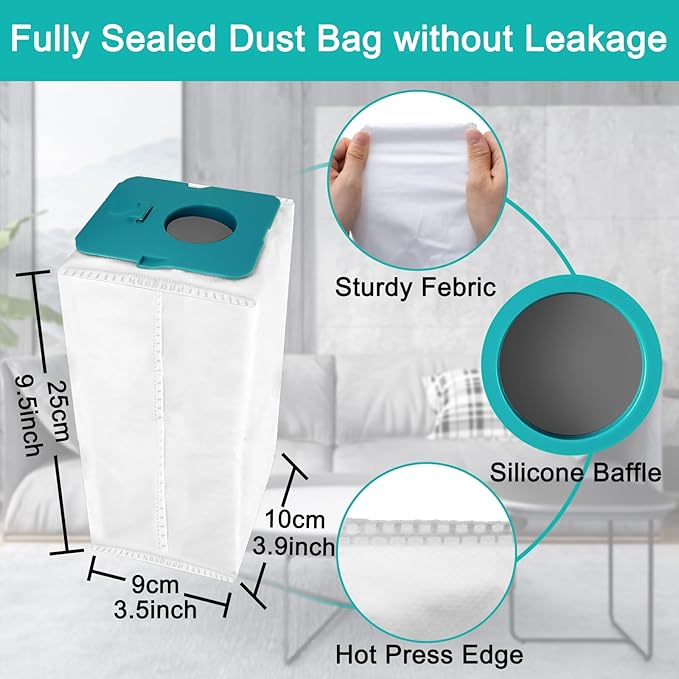 12 Pack VCA-ADB95 Dust Bag, Vacuum Bags Replacement for Samsung Bespoke Jet Cordless Stick Vacuum Cleaner Accessories Parts VS20A95923BAA VS20A95923NAA VS20A95923WAA