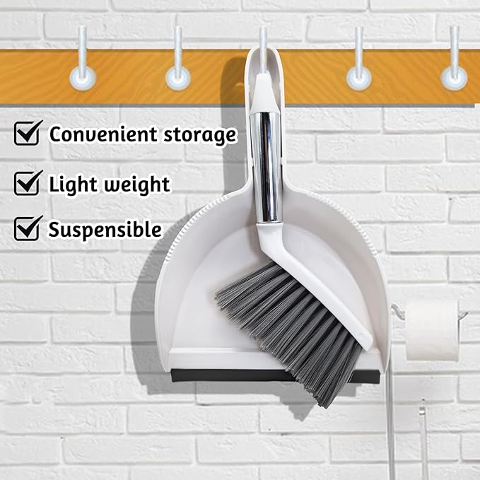 PINVNBY Mini Dustpan and Brush Set, Pet Cage Cleaner for Guinea Pigs Chinchillas Hamster Rabbits Hedgehogs etc, Hand Broom and Dustpan Set with Sand Scooper for Animals Waste (3 Pack White)