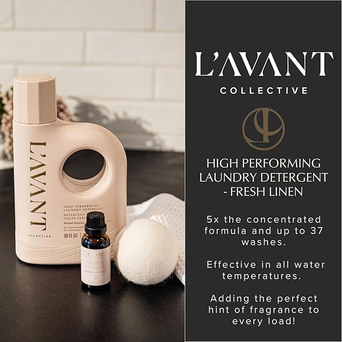 L'AVANT Collective High Performing Laundry Detergent Soap | Luxury Cleaning & Powerful Odor Defense Liquid Ultra Concentrated Professional Wash 30 Oz (30 Fl Oz (Pack of 1), Blushed Bergamot)