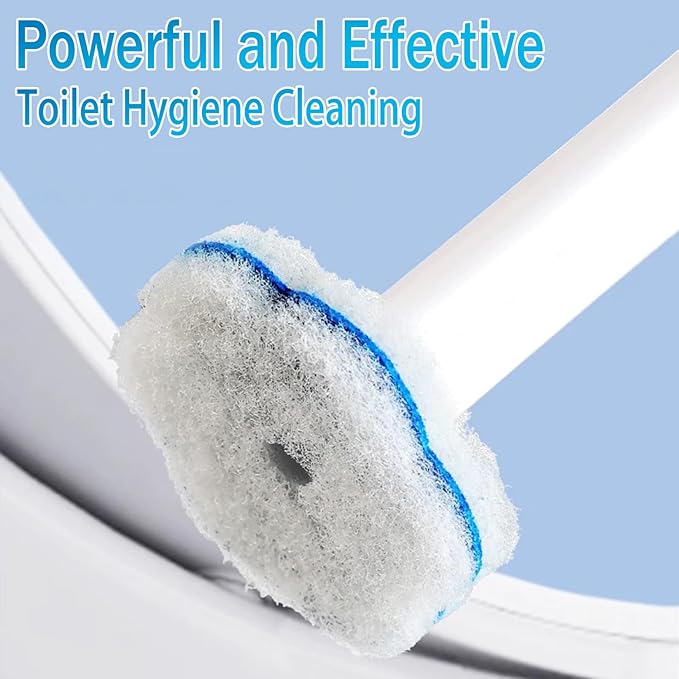 Ucaimao Disposable Toilet Brush， 2 Pack Toilet Wand and Holder with 54 Cleaner Refills Disposable Toilet Cleaning System Cleaner Pads for Toilet Bowl，Bathroom Cleaning，Sink，Bathtub - White