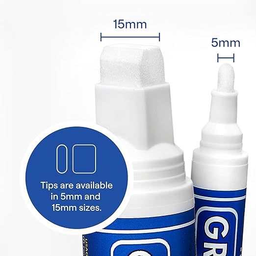Grout Pen Tile Paint Marker: Waterproof Grout Paint, Tile Grout Colorant and Sealer Pen - Winter Grey, Wide 15mm Tip (20mL)