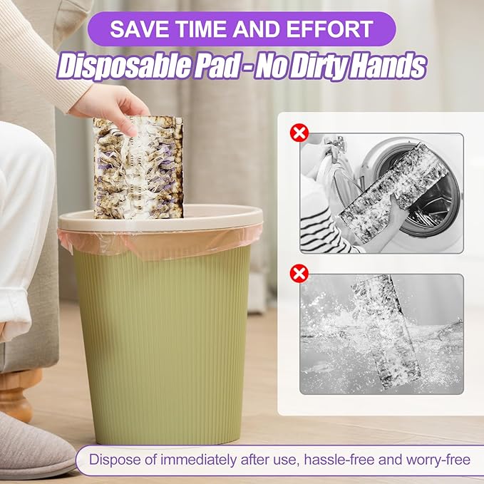 42 Count Disposable Power Mop Pads Compatible with Swiffer PowerMop, Multi-Surface Mopping Pad Refills for Floor Cleaning