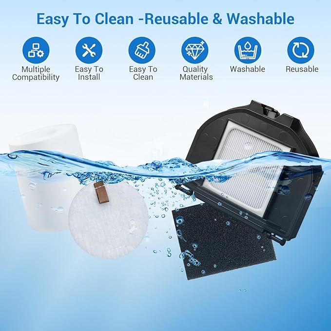 Bluevisk RV2310AE Replacement Parts for Shark RV2310AE AV2310AE RV2320S RV2300S Matrix UR2360S UR2350AE Robot Vacuum Cleaner 1 Brush Roller, 2 HEPA, 2 White Foam, 2 Black Foam, 6 Side Brushes
