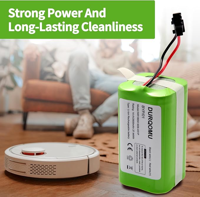 Durqomu 14.4V 2600mAh Li-ion Battery Replacement Compatible with X500 Eufy Robovac 11S MAX 12 15C 15T MAX 25C 30C G10 Hybrid G20 G30 G35 Edge R450 R500 and Ecovacs Deebot N79 N79S DN622